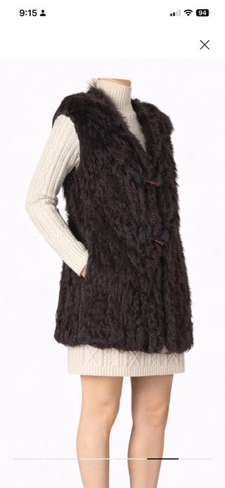 Chaleco Borrego con Capucha y Zorro Marrón