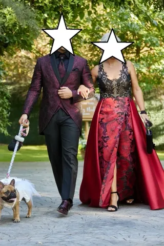 Vestido Valerio Luna Negro/Rojo