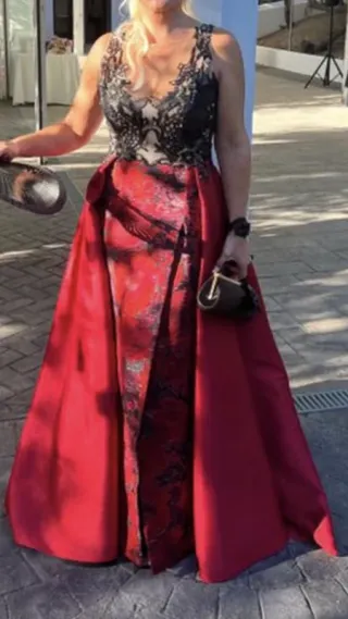 Vestido Valerio Luna Negro/Rojo