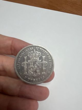Moneda 5 Pesetas Plata Alfonso XII 1876 #8