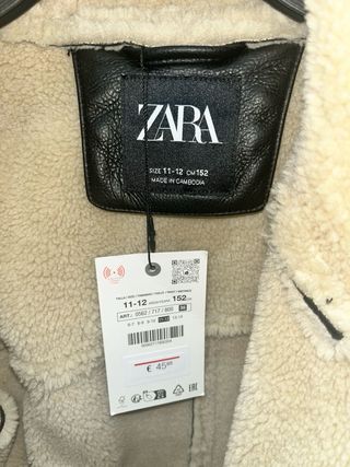Chaqueta Zara Negra Forrada Talla 11-12 años