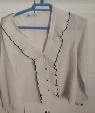 Camisa Zara Volantes Negro