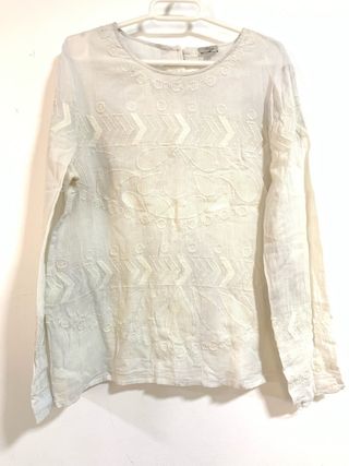 【Hoss Intropia】Blusa Blanca Bordada Talla XL