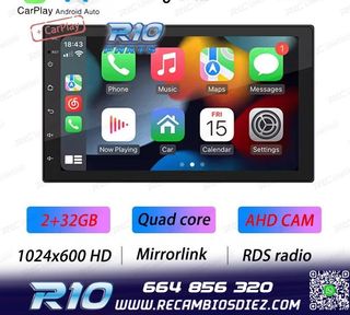 RADIO 9" GPS ANDROID 13 2DIN TÁCTIL BLUETOOTH USB SD
