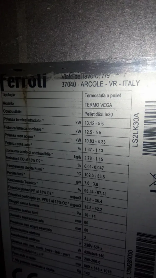 Estufa de pellets Ferroli Termo Vega