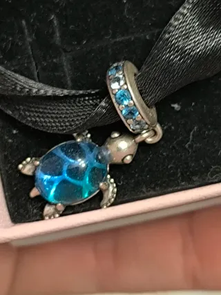 Charm Pandora Tortuga Azul y Plata