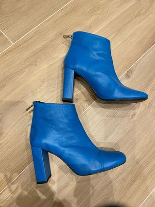 Botines Mango Piel Azul Talla 39