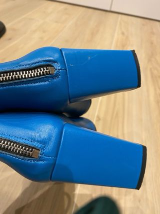 Botines Mango Piel Azul Talla 39