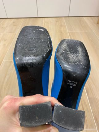 Botines Mango Piel Azul Talla 39