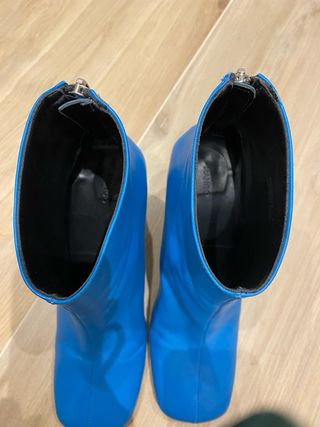 Botines Mango Piel Azul Talla 39