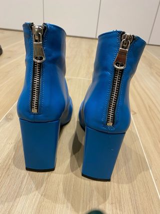 Botines Mango Piel Azul Talla 39