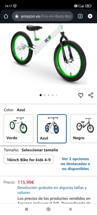 Bicicleta de equilibrio Bixe blanca y azul
