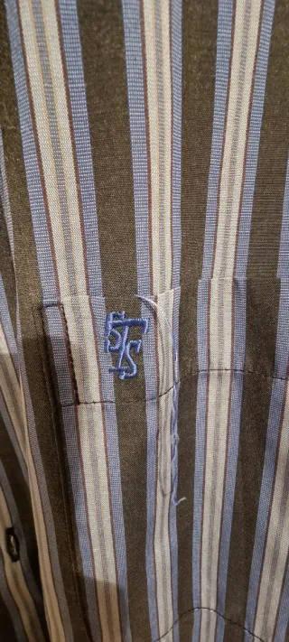 Camisa Rayas Azul y Gris 65% Poliéster, algodón