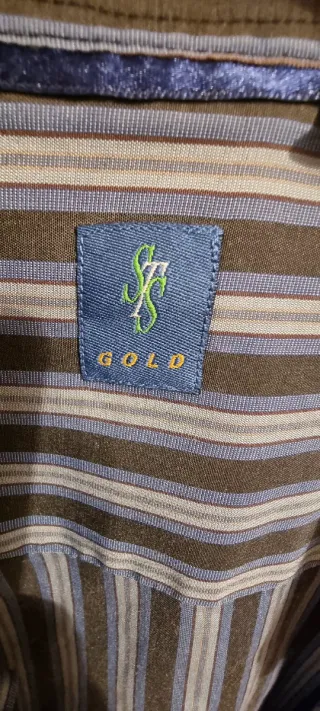 Camisa Rayas Azul y Gris 65% Poliéster, algodón