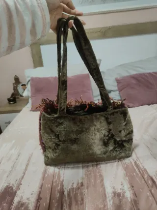 Bolso tela lentejuelas flores