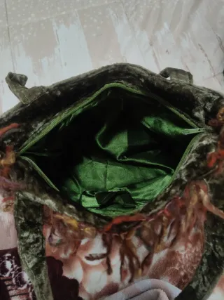 Bolso tela lentejuelas flores