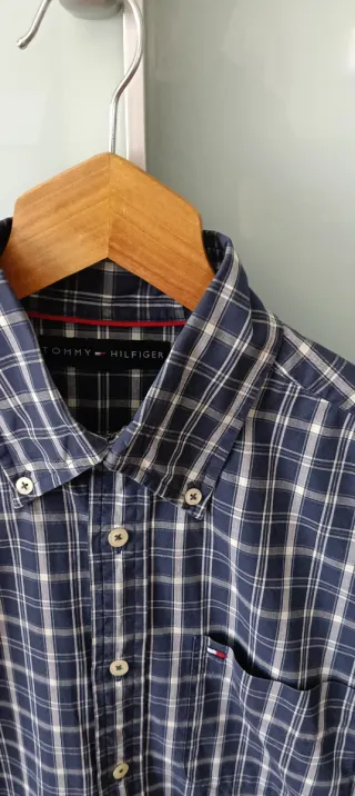 Camisa Tommy Hilfiger Cuadros Azul y Blanco
