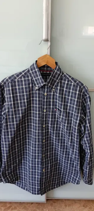 Camisa Tommy Hilfiger Cuadros Azul y Blanco