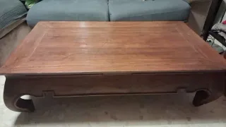 Mesa baja antigua madera tallada estilo Kang