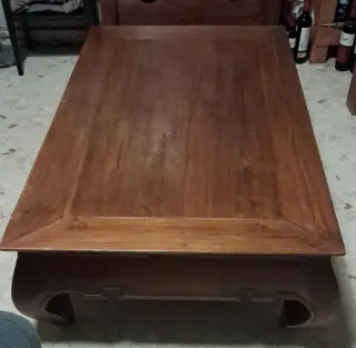Mesa baja antigua madera tallada estilo Kang
