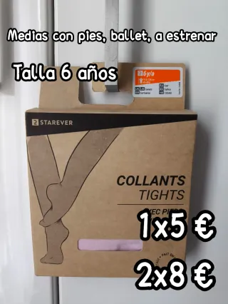 Medias ballet con pies talla 6 años