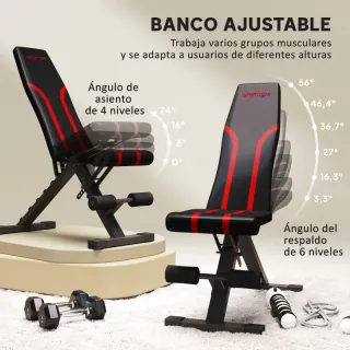 Banco de Musculación Ajustable Negro/Rojo