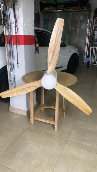 Lámpara Ventilador Madera Blanca