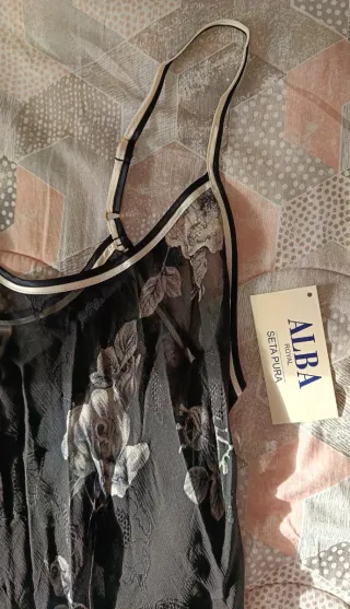 Sottoveste lunga Alba floreale nera