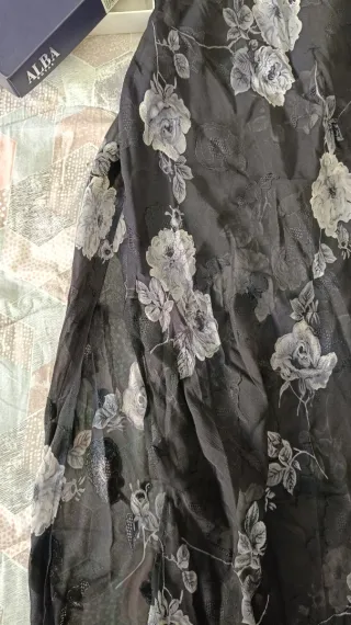 Sottoveste lunga Alba floreale nera