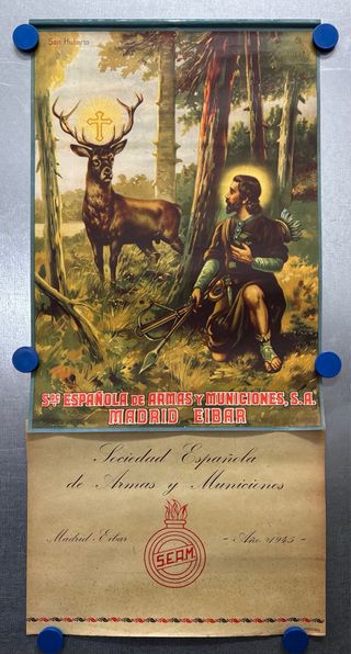 Antiguo Calendario SEAM, año 1945 - San Huberto