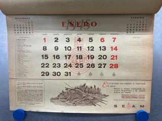 Antiguo Calendario SEAM, año 1945 - San Huberto