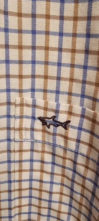 Camisa 100% Algodón Cuadros Azul y Marrón