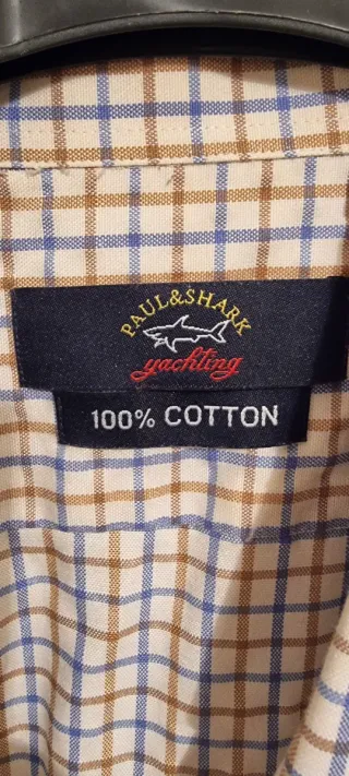 Camisa 100% Algodón Cuadros Azul y Marrón