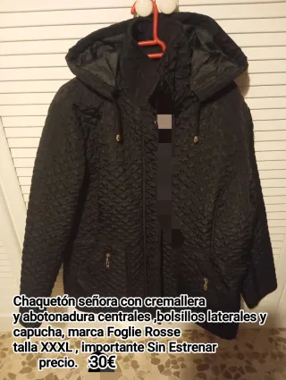 Chaquetón Foglie Rosse Negro Talla XXXL