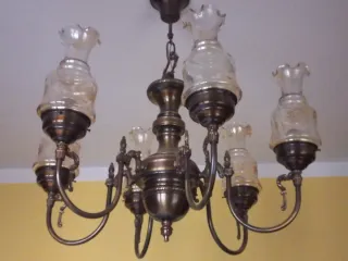 Lámpara de techo 6 brazos metal y cristal