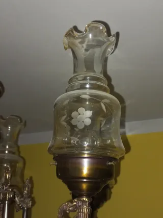 Lámpara de techo 6 brazos metal y cristal