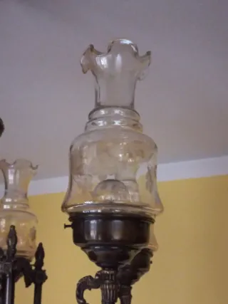 Lámpara de techo 6 brazos metal y cristal