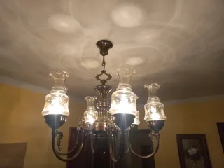Lámpara de techo 6 brazos metal y cristal