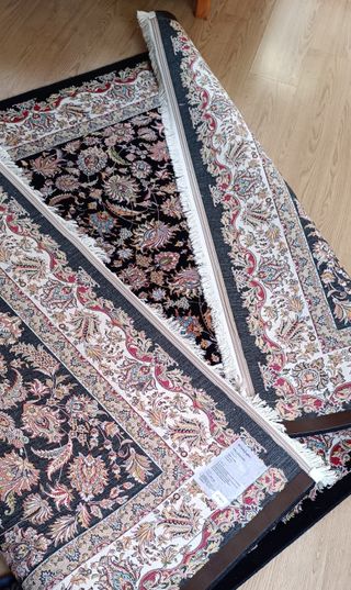 Alfombra Persa Negra Multicolor