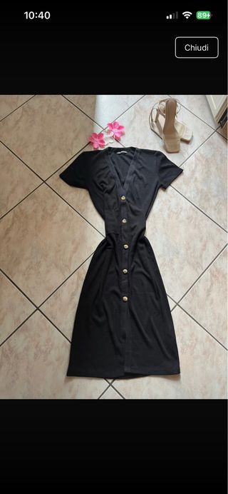 Vestito Zara nero con bottoni