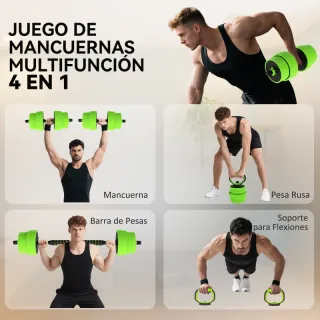 Juego Mancuernas Ajustables 30kg 4 en 1