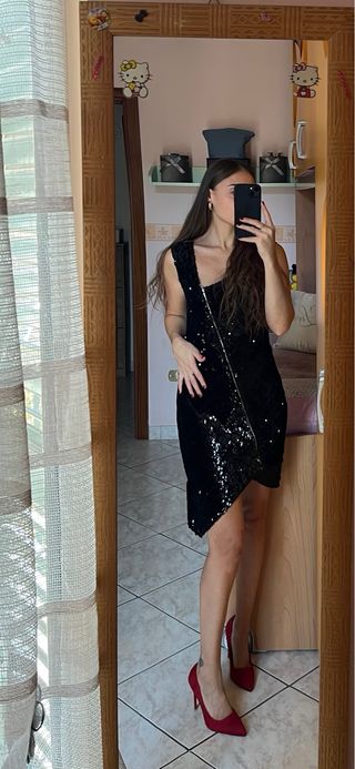 Vestito Camomilla nero paillettes