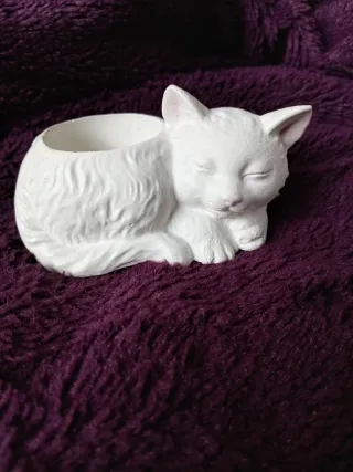 Macetero gato piedra hecho a mano