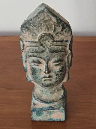 Sello chino cabeza Buda bronce