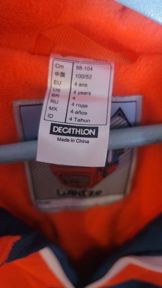 Mono de esquí infantil naranja y azul - 4 años