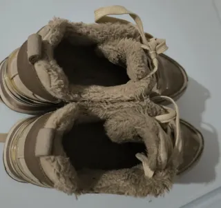 Scarpe con pelo beige/oro n.37