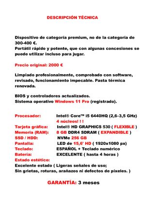 PARA JUGAR - Dell Latitude 5570 ( i5,256 Gb,8GB)