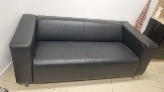 Sofá de piel negro 2 plazas