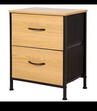 Cómoda 2 cajones madera y metal