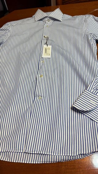 Camicia Borriello a righe blu e bianche